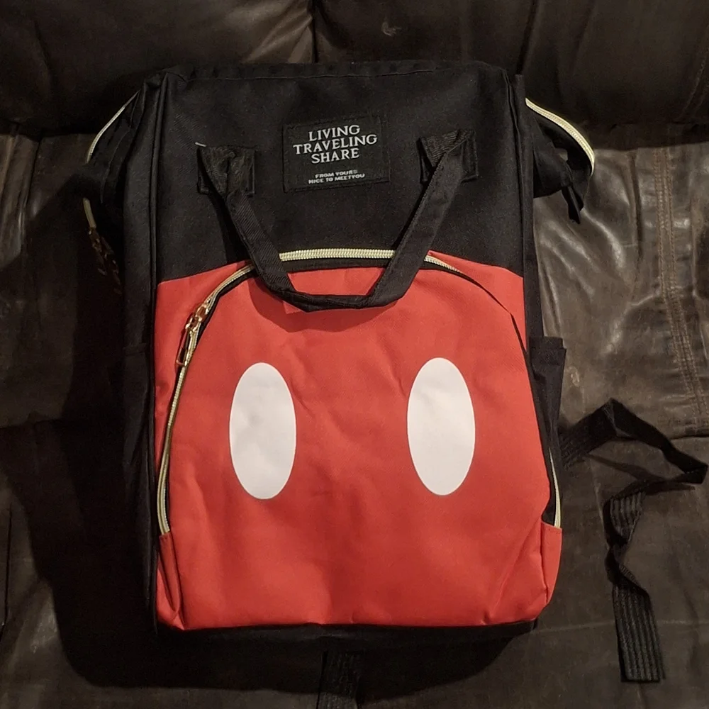 Black & Red Casual Backpack with Front Pocket